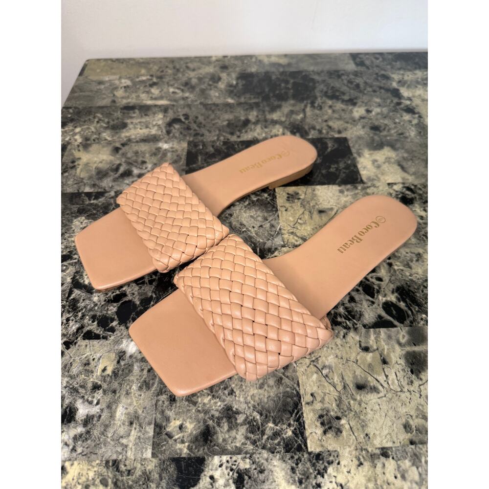 Coco Beau beige rope twist slide on sandals - Picture 3 of 5